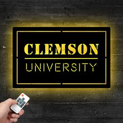 clemson university ncaa metal led sign man cave home bar wall art decor 2155 4