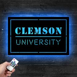 clemson university ncaa metal led sign man cave home bar wall art decor 2155 5