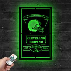 cleveland browns est 1946 metal led sign man cave home bar wall art decor 2152 3