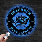 columbus blue jackets metal led sign wall art home decor 1874 0