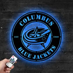 Columbus Blue Jackets Metal LED Sign Wall Art Home Decor