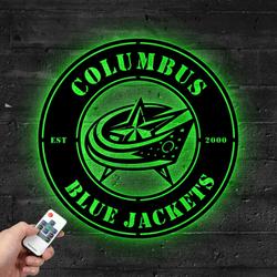 columbus blue jackets metal led sign wall art home decor 1874 4