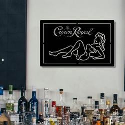 Crown Royal Lady Metal LED Sign Man Cave Home Bar Wall Art Decor