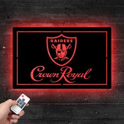 Crown Royal Oakland Raiders Est 1960 Metal LED Sign Man Cave Home Bar Wall Art Decor