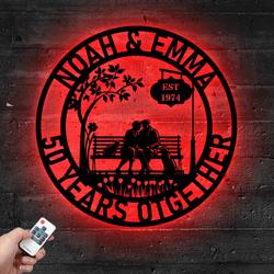 Custom 50th Anniversary Metal Sign with LED Light 50 Years Together Party Home Decor