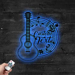 Custom Acoustic Guitar Metal Sign with LED Light Live Music Wall Decor