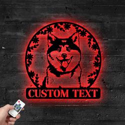 Custom Akita Dog Metal Sign with LED Light Pet Shop Decor