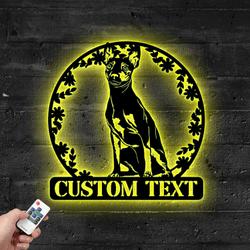 Custom American Hairless Terrier Dog Metal Sign with LED Light Pet Shop Decor