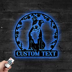 Custom American Staffordshire Terrier Dog Metal Sign with LED Light Pet Shop Decor