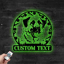 Custom Anatolian Shepherd Dog Metal Sign with LED Light Pet Shop Decor