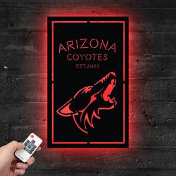 Custom Arizona Coyotes Metal LED Sign Man Cave Bar Wall Decor