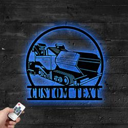 Custom Asphalt Paver Metal Sign with LED Light Road Builder Company Wall Decor