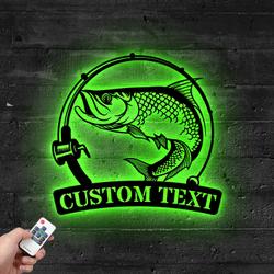 custom atlantic taporn fishing metal sign with led light fishman man cave home decor 514 3