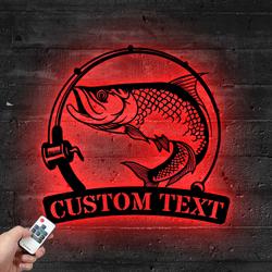 custom atlantic taporn fishing metal sign with led light fishman man cave home decor 514 4