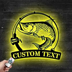 custom atlantic taporn fishing metal sign with led light fishman man cave home decor 514 5