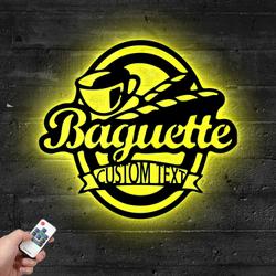 Custom Bakehouse Metal Sign with LED Light Baguette Shop Decor