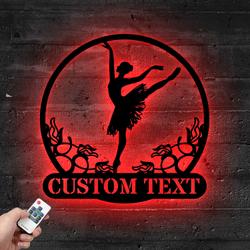 Custom Ballerina Metal Sign with LED Light Balle Dancer Room Wall Art Decor