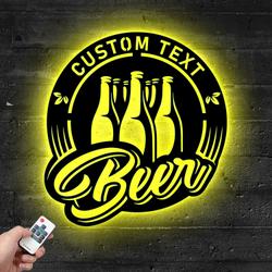 Custom Bar Name Metal Sign LED with Light Pub Wall Decor