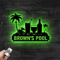 Custom Beach Theme Metal Sign with LED Light Summer Vibe Wall Art Home Decor
