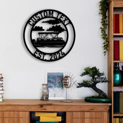 custom boat metal sign with led light lake house wall art decor 380 1