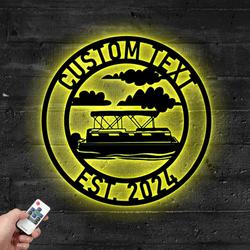 custom boat metal sign with led light lake house wall art decor 380 4