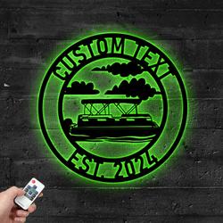 custom boat metal sign with led light lake house wall art decor 380 6