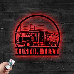 Custom Car Carrier Truck Metal Sign with LED Light Auto Transport Trailer Company Wall Decor