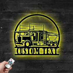 custom car carrier truck metal sign with led light auto transport trailer company wall decor 371 4