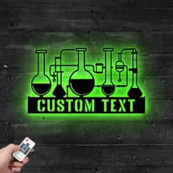 Custom Chemistry Teacher Metal Sign with LED Light Laboratory Wall Decor