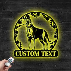 Custom Coonhound Dog Metal Sign LED Light Pet Shop Decor