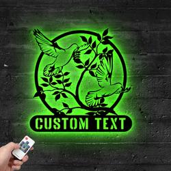 Custom Dove Metal Sign with LED Light Bird Lover Wall Art Home Decor