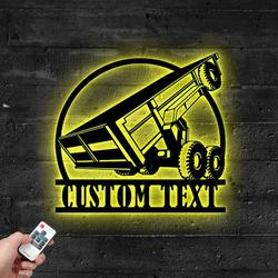custom dump truck trailer metal sign with led light transport vehicle company wall decor 359 4