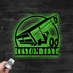 custom dump truck trailer metal sign with led light transport vehicle company wall decor 359 6