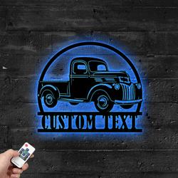 Custom Farm Truck Metal Sign with LED Light Farming Vehicle Service Company Wall Decor