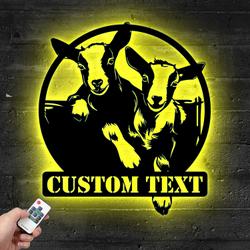 Custom Goat Farm Metal Sign with LED Light Farmhouse Wall Decor