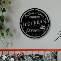 custom ice cream parlor name metal sign with led light open food shop wall decor 475 1
