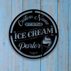 custom ice cream parlor name metal sign with led light open food shop wall decor 475 2