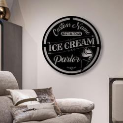 custom ice cream parlor name metal sign with led light open food shop wall decor 475 7