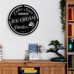 custom ice cream parlor name metal sign with led light open food shop wall decor 475 9