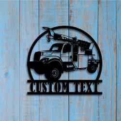 custom utility truck repair truck metal sign with led light heavy equipment service company wall decor 319 4