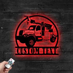 custom utility truck repair truck metal sign with led light heavy equipment service company wall decor 319 6