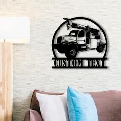 custom utility truck repair truck metal sign with led light heavy equipment service company wall decor 319 8