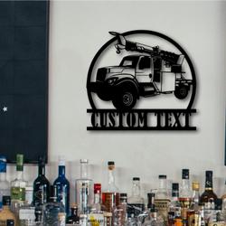 custom utility truck repair truck metal sign with led light heavy equipment service company wall decor 319 9
