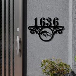 denver broncos metal monogram address nfl fan house number sign 873 1