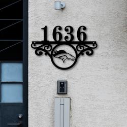 denver broncos metal monogram address nfl fan house number sign 873 2