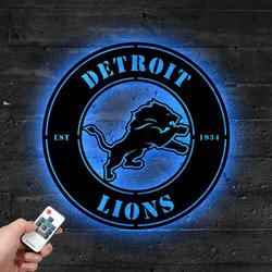 Detroit Lions Metal LED Sign Wall Art Home Decor