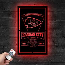 Kansas City Chiefs Est 1960 Metal LED Sign Man Cave Home Bar Wall Art Decor