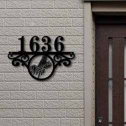 Los Angeles Dodgers Metal Monogram Address MLB Fan House Number Sign