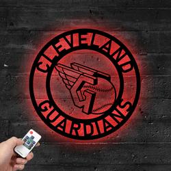 MLB Cleveland Guardians Metal LED Sign Wall Art Home Decor