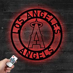 MLB Los Angeles Angels Metal LED Sign Wall Art Home Decor